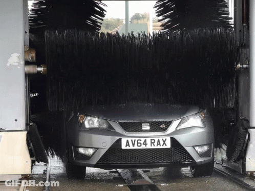 Car With License Plate AV64 RAX In Car Wash GIF