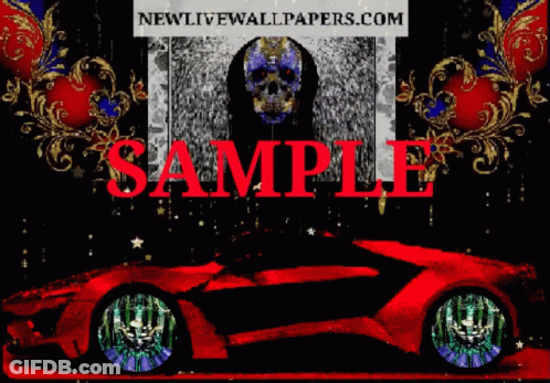 Car With Skull And Sample Text GIF