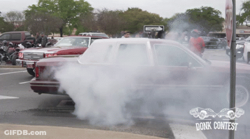 Car With Smoke And Donk Contest Sign GIF