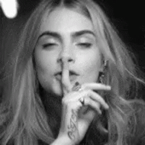 Cara Delevingne Quiet Hand Sign GIF