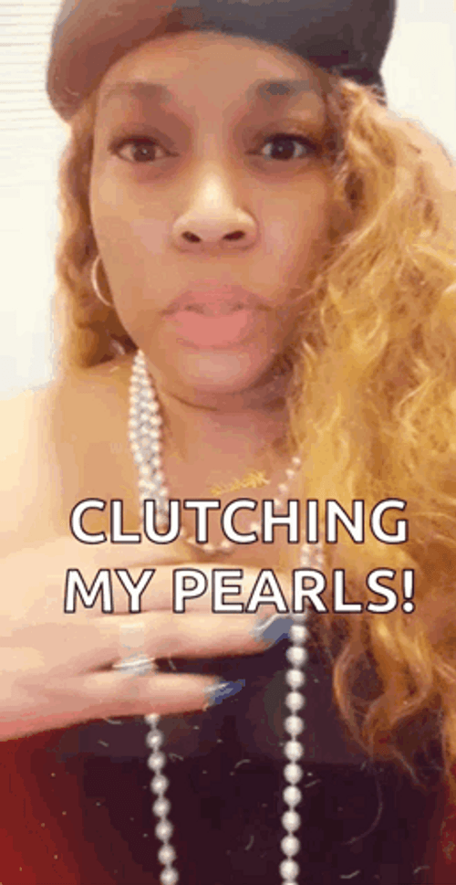 Caramella Surprised Clutch Pearls GIF