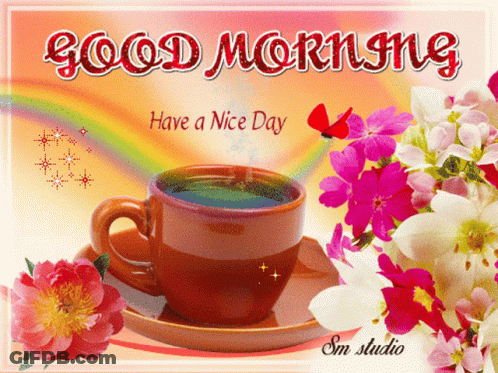Card Coffee Flowers Good Morning Have Nice Day GIF