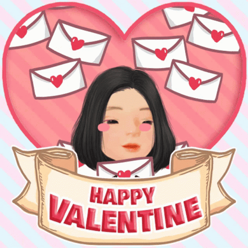 Card Girl Happy Valentines Day GIF
