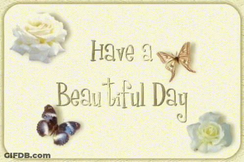 Card Saying Have A Beautiful Day With Flowers And Butterflies GIF