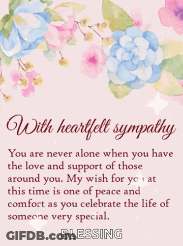 Card With Flowers And With Heartfelt Sympathy GIF