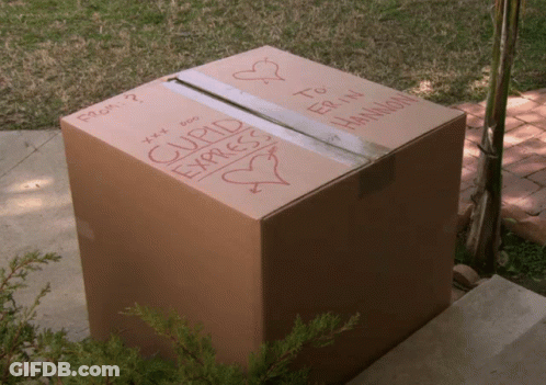 Cardboard Box With Cupid Express GIF