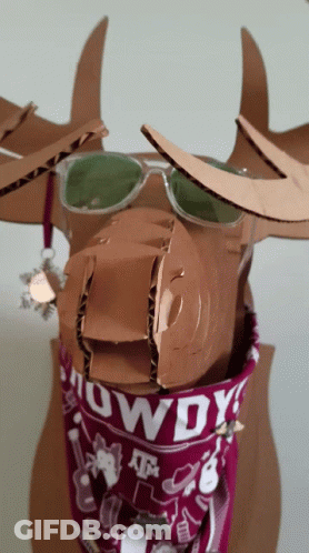 Cardboard Moose Wearing Sunglasses And Cowboy Bandana GIF