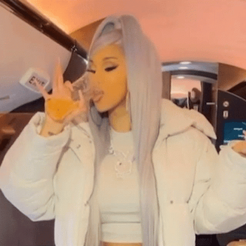 Cardi B Drinking Juice GIF