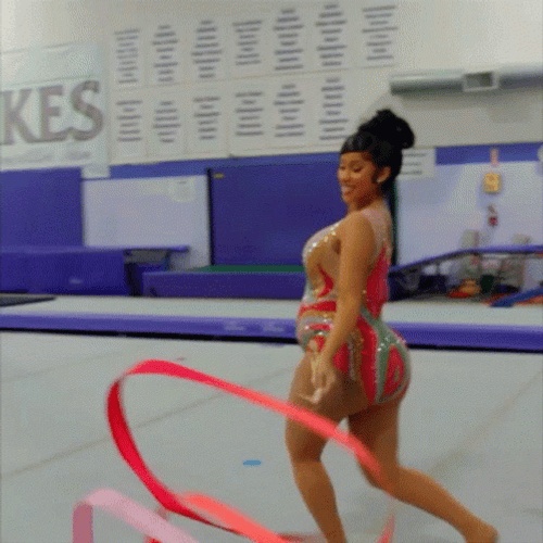 Cardi B Gymnastics Performing With A Ribbon GIF