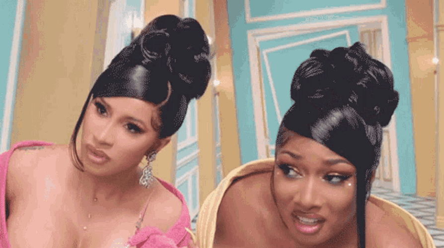 Cardi B & Megan Confused GIF