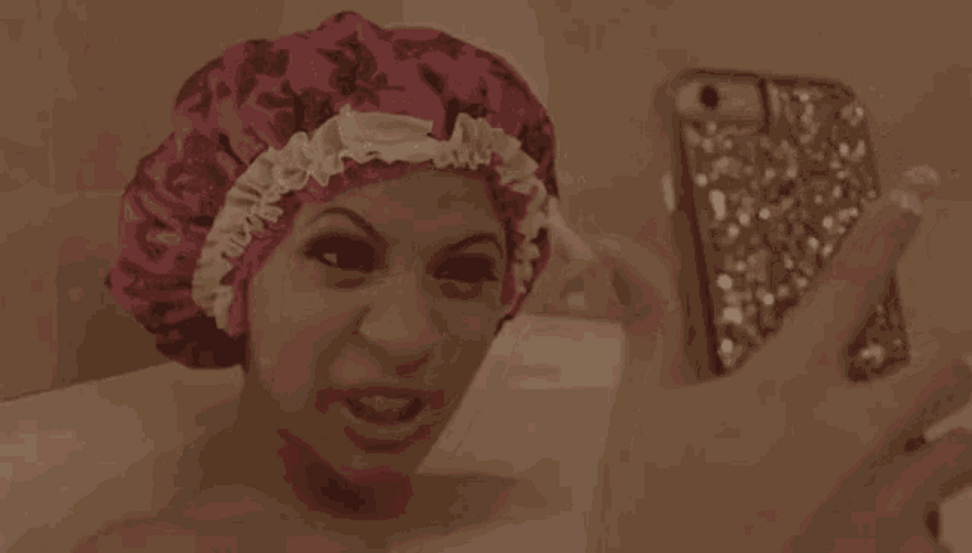 Cardi B Tub Wacky Selfie GIF