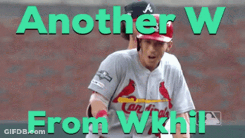 Cardinals Baseball Player Running Toward Teammate GIF
