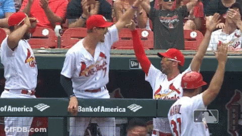Cardinals Baseball Players High Fiving GIF