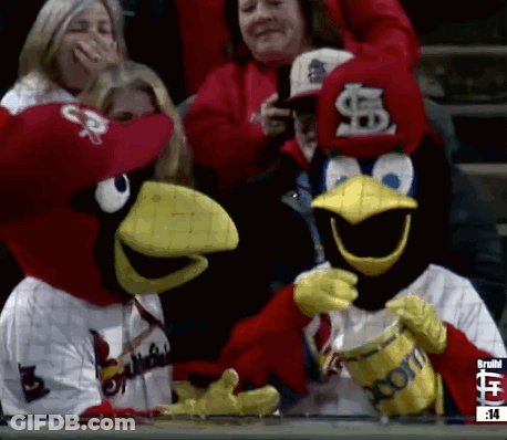 Cardinals Mascot Holding Drum GIF