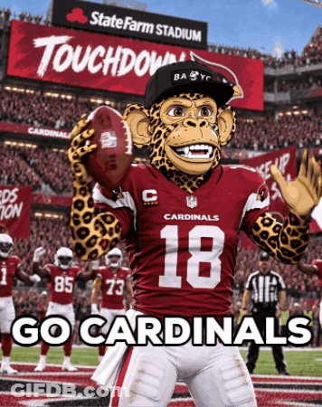 Cardinals Mascot Holding Football In Front Of Crowd GIF
