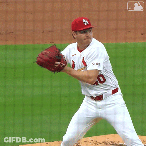 Cardinals Pitcher Throws Baseball GIF