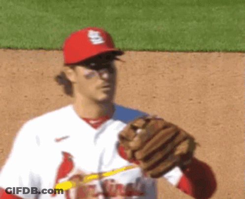 Cardinals Player In Red Hat Holding Glove GIF