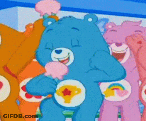 Care Bears Standing Together Eating Food GIF