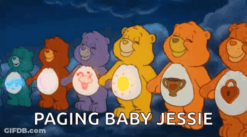 Care Bears Standing Together Paging Baby Jessie GIF
