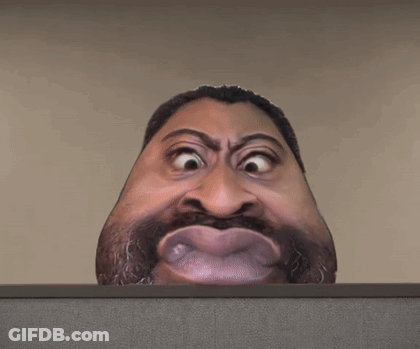 Caricature Man With Beard Behind Sign Saying Damn GIF