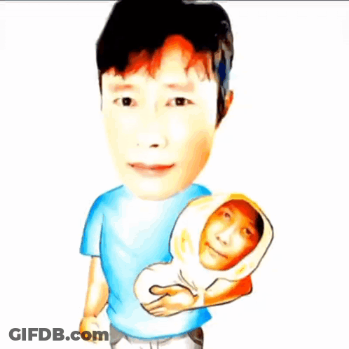 Caricature Of Man Holding Baby GIF