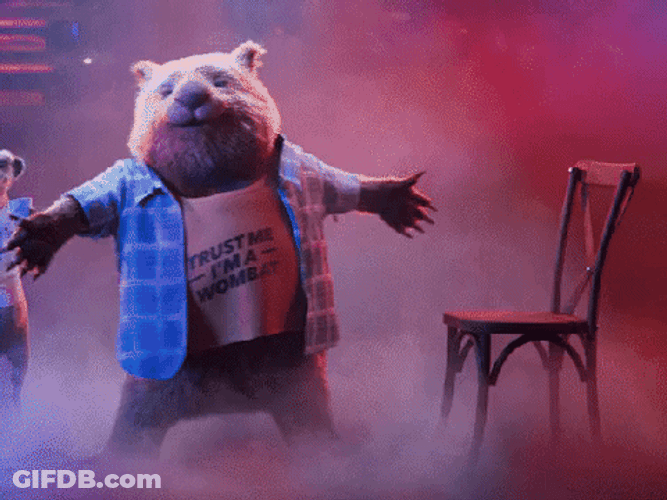 Carl Bear Dances In Chair GIF