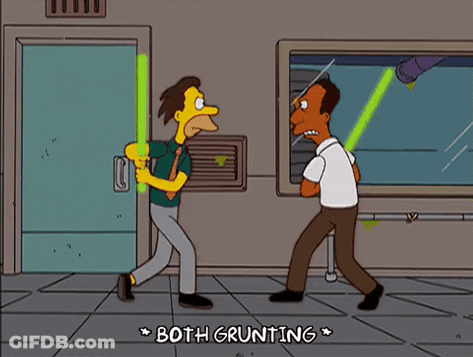 Carl Carlson Fights Glow Stick As Sword GIF