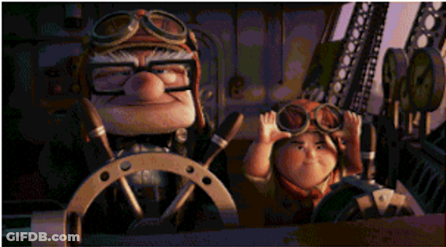 Carl Fredricksen Drives With Russell GIF