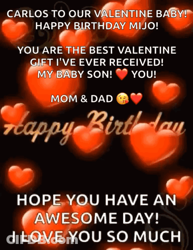 Carlos To Our Valentine Baby Happy Birthday Mijo You Are The Best Valentine Gift I 'Ve Ever Received GIF