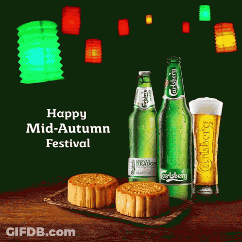 Carlsberg Beer Bottle Next To Glass GIF
