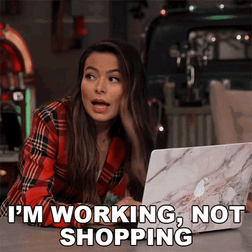Carly Shay I'm Working Not Shopping GIF