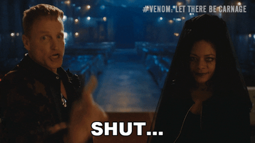 Carnage Woody Harrelson Shut Up GIF