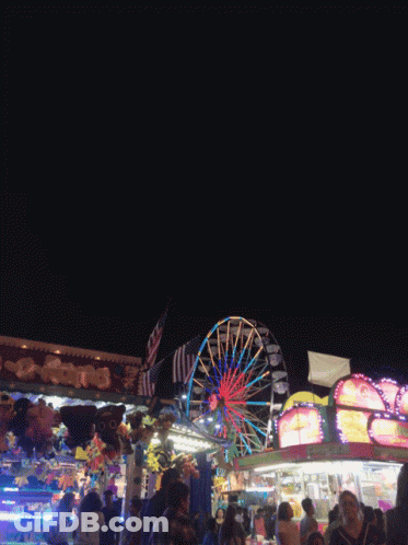 Carnival At Night With Ferris Wheel GIF