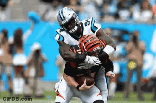 Carolina Panthers Player Tackled By Cleveland Browns Player GIF