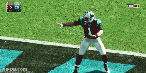 Carolina Panthers Quarterback Cam Newton Dancing On The Field During A Fox Nfl Game GIF