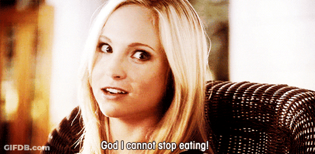 Caroline Forbes Can't Stop Eating GIF