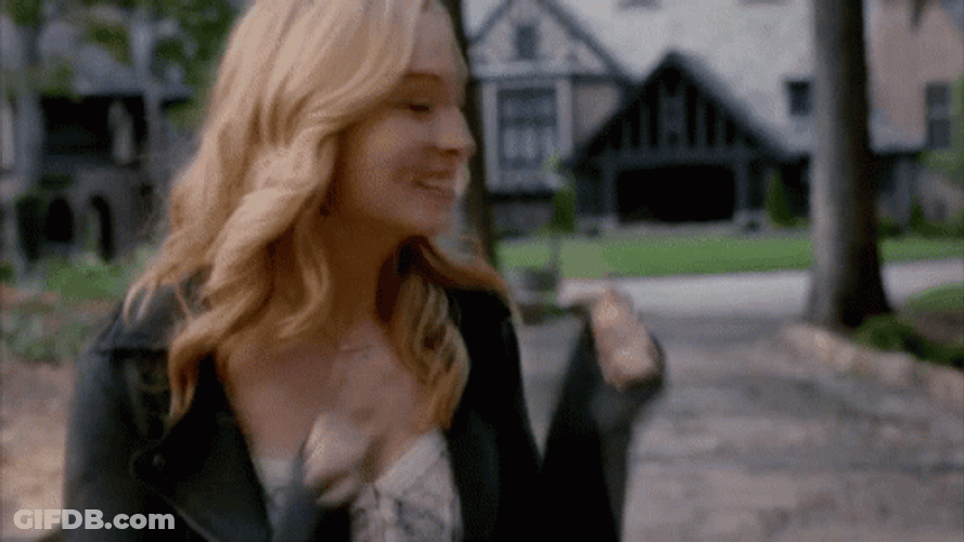 Caroline Forbes Walking In Salvatore Mansion GIF