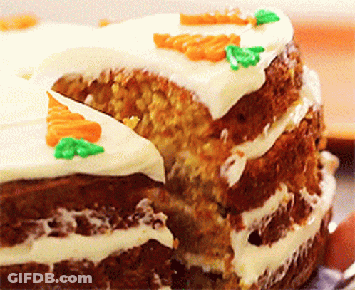 Carrot Cake With White Frosting And Carrots GIF