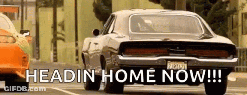 Cars Driving Down Street Saying Headin Home Now GIF