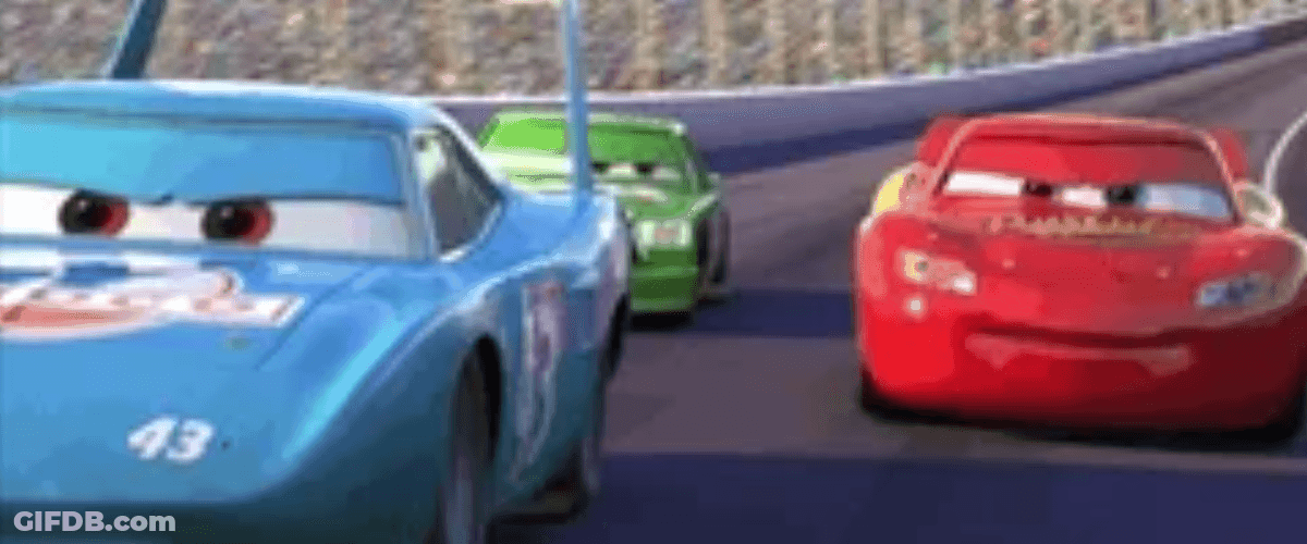 Cars Race Speed Overtaking Lightning McQueen GIF