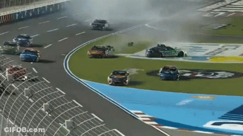 Cars Racing On Track With Ford Sticker GIF
