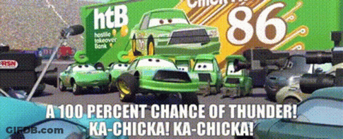Cars With 100 Percent Chance Of Thunder GIF