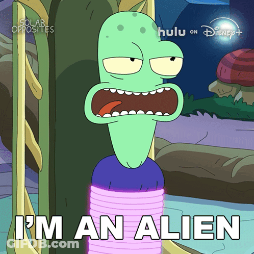 Cartoon Alien Saying Im An Alien GIF