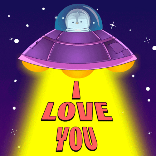 Cartoon Alien Spaceship I Love You Sticker GIF