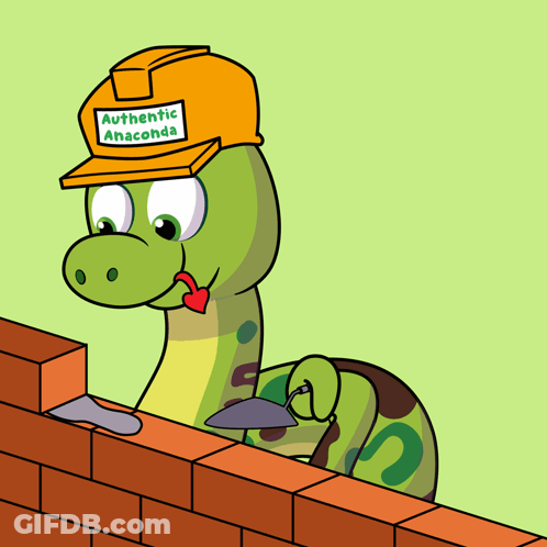 Cartoon Anaconda Wearing Hard Hat GIF
