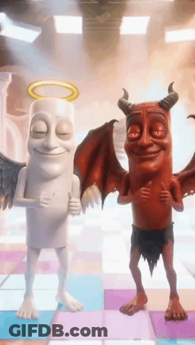 Cartoon Angel And Devil Dancing GIF