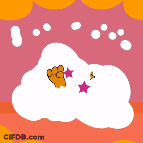 Cartoon Angel Sitting On Cloud With Yellow Halo GIF