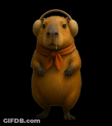 Cartoon Animal Crying In Ear Muffs And Scarf GIF