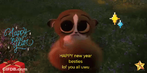 Cartoon Animal Saying Happy New Year GIF