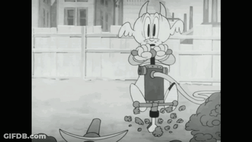 Cartoon Animal Using A Jackhammer GIF